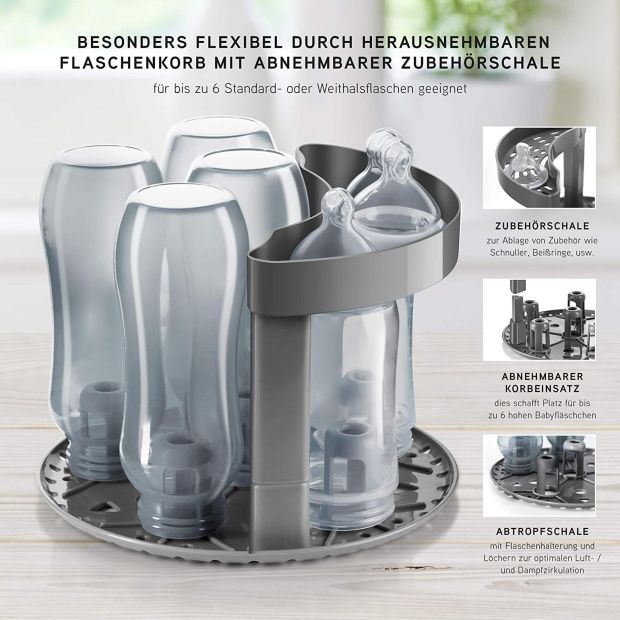 Safe&Care by REER Sterisilator Baby Flaschen Avent Dampfsterilisator 6 Flaschen + Zubehör