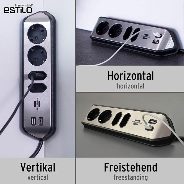 Brennenstuhl 4 Fach Steckdosenleiste mit USB Euro Steckerleiste Brennenstuhl 4 Fach Steckdosenleiste mit USB Euro Steckerleiste