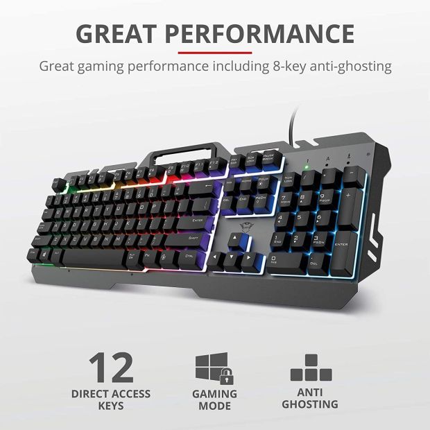 Trust GXT Gaming Tastatur mechanisch LED beleuchtet RGB QWERTZ DE Layout 