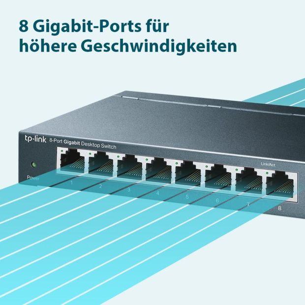 TP-Link TL-SG108 8 Port Gigabit Netzwerk Switch Lan Ethernet Verteiler 10/100/1000Mbps