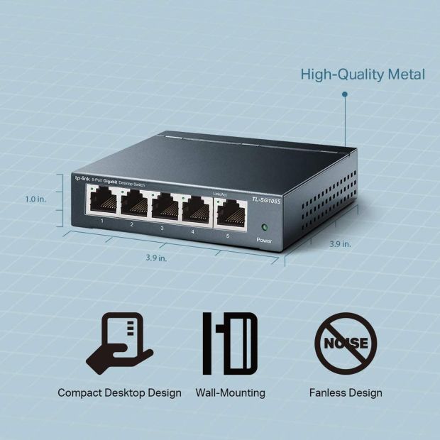 TP-Link TL-SG105S 5-Port Netzwerk Switch Gigabit LAN Verteiler Switch [B-WARE]