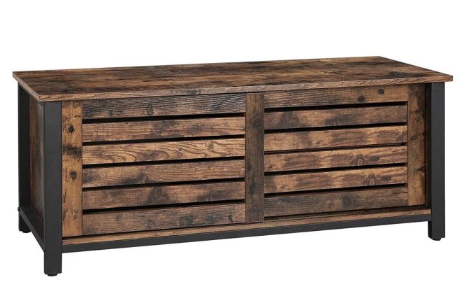 VASAGLE TV Schrank Fernsehtisch 2 Schiebetüre mit 2 Regalebenen 110 x 40 x 45 cm