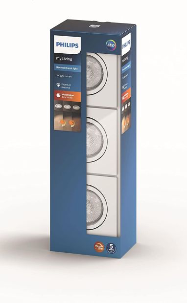 Philips LED Einbauspot Deckenstrahler Einbaustrahler dimmbar warmweiß 3er SET