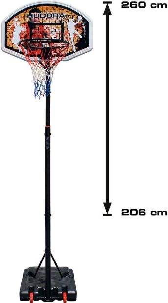 Hudora Basketballständer 206-260cm Höheverstellbarer mit Rollen