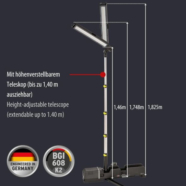 Brennenstuhl Multi Battery LED Akku Teleskop-Arbeitsstrahler 6050 MA 7700lm