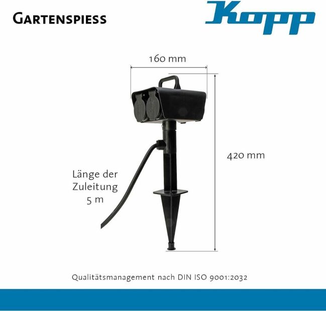 Kopp 4-Fach Gartensteckdose Außensteckdose 5m