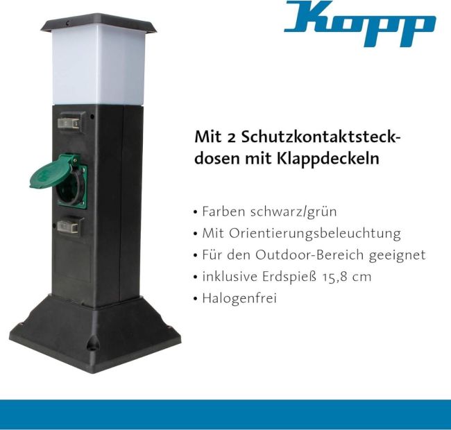 Kopp Energiesäule 2-fach Gartensteckdose mit LED Beleuchtung Kopp Energiesäule 2-fach Gartensteckdose mit LED Beleuchtung