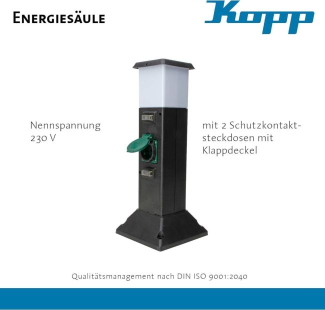 Kopp Energiesäule 2-fach Gartensteckdose mit LED Beleuchtung Kopp Energiesäule 2-fach Gartensteckdose mit LED Beleuchtung