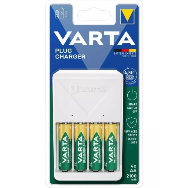 Varta Plug Charger Batterieladegerät mit 4x AA Akkus 2100mAh Varta Plug Charger Batterieladegerät mit 4x AA Akkus 2100mAh