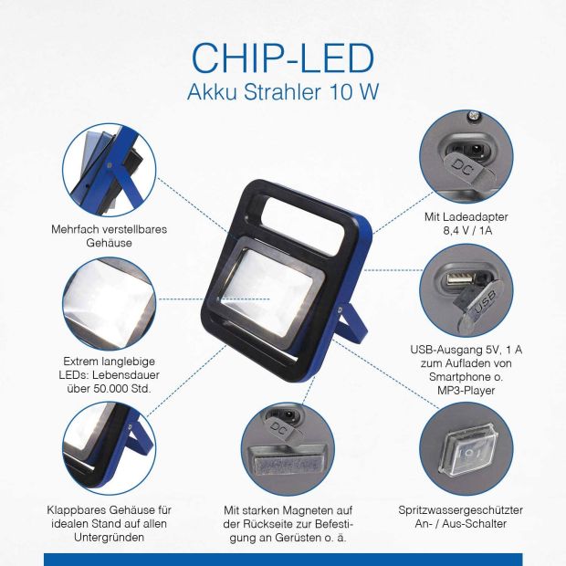 as - Schwabe Chip LED Akku Strahler – 10 W Profi Baustrahler as - Schwabe Chip LED Akku Strahler – 10 W Profi Baustrahler