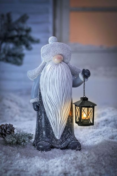 Weltbild Gartenzwerg 40 cm Gartenfigur Gartendeko mit Laterne Deko-Figur 