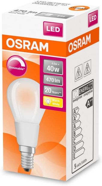 Osram LED Retrofit Classic Lampe  40W Leuchtmittel E14 Warmweiß [5er-Pack]