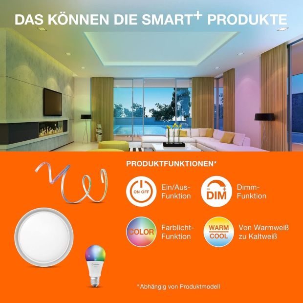 LEDVANCE SMART+ Orbis Cross LED Wandleuchte drehbar 12W Wandlampe 3000-6500K