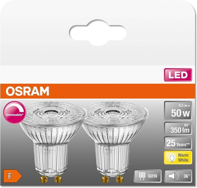 OSRAM PAR16 LED Reflektorlampe GU10 Glühbirne Dimmbar Spot Strahler Lampe [2ER PACK]