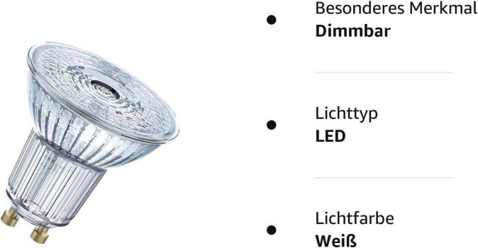 OSRAM PAR16 LED Reflektorlampe GU10 Glühbirne Dimmbar Spot Strahler Lampe [2ER PACK]