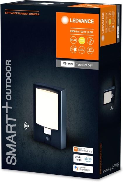LEDVANCE SMART+ Outdoor WIFI Wandleuchte+Hausnummer & Kamera 