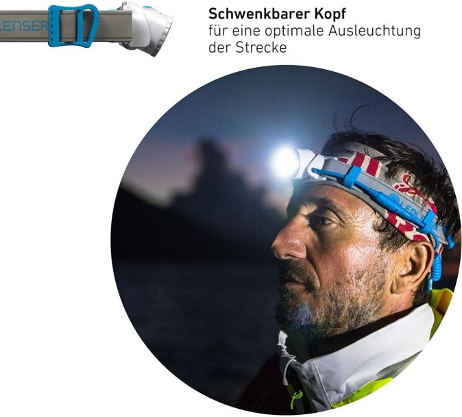 Ledlenser NEO10R LED Stirnlampe (Lauflampe) Blau + Gratis K1 Mini Taschenlampe