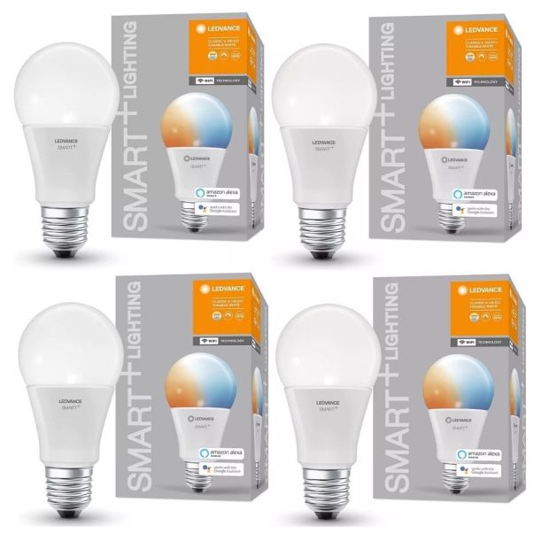 LEDVANCE Smarte LED-Lampe mit WiFi Technologie E27 RGB 100 W [4er PACK]