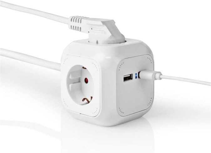 Vivanco 4-fach Steckdosenwürfel mit 2er USB Steckdosenleiste Vivanco 4-fach Steckdosenwürfel mit 2er USB Steckdosenleiste