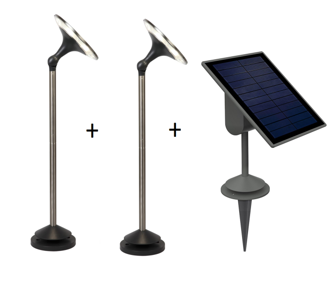 Modernes ECO LIGHT Solarleuchten-Set Kiwa 2 x Leuchte und 1 x Solarpanel Modernes ECO LIGHT Solarleuchten-Set Kiwa 2 x Leuchte und 1 x Solarpanel