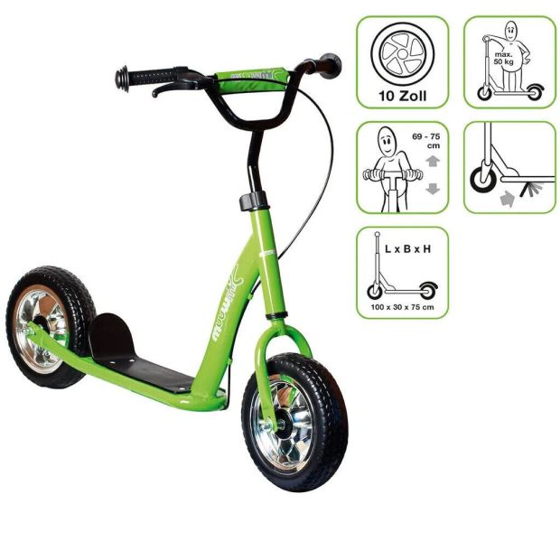 Muuwmi 10 Zoll Roller Sunny Kinderroller Kickroller Grün 