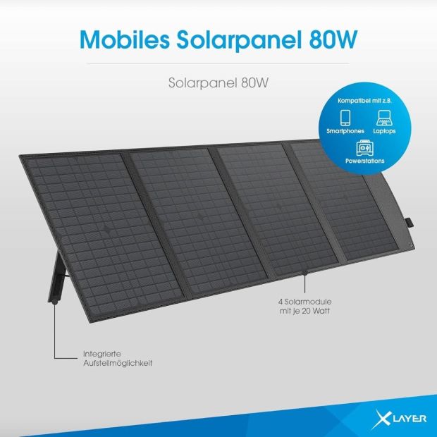 Xlayer 42000mAh Mobile Powerstation + 80W Solartasche Komplettset
