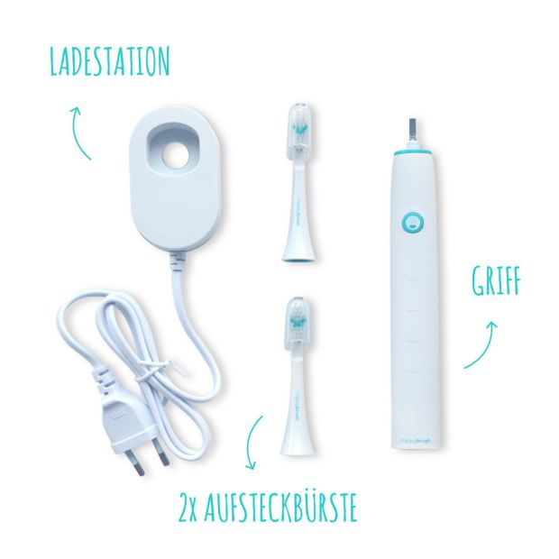 Happybrush Schallzahnbürste inkl. 2 Ersatzbürsten  V1 elektrische Schall Zahnbürste 