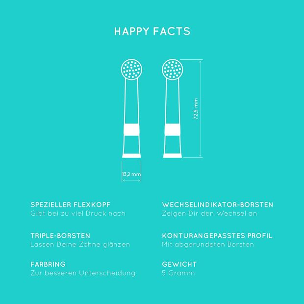 Happybrush 8x  Aufsteckbürsten Zahnbürsten Ersatzzahnbürsten 