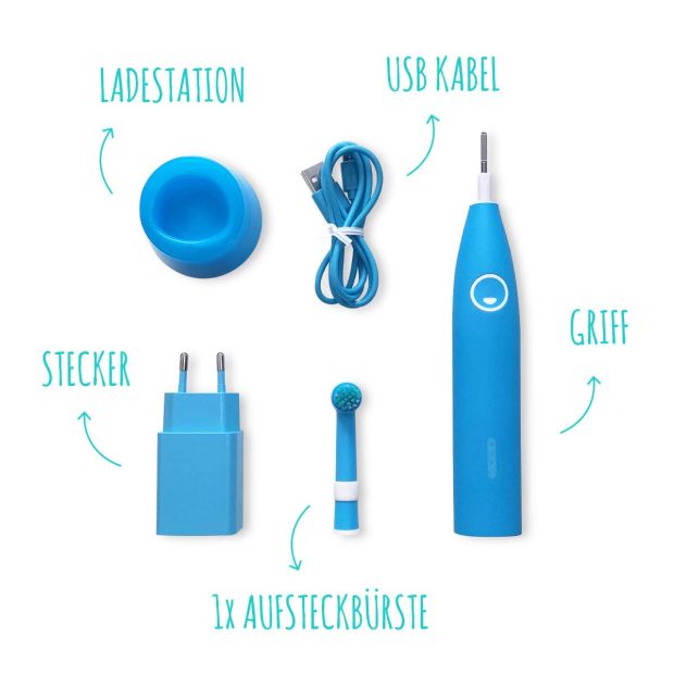 Happybrush Elektrische Zahnbürste inkl. Aufsteckbürste Timer + 2x Ersatzbürste