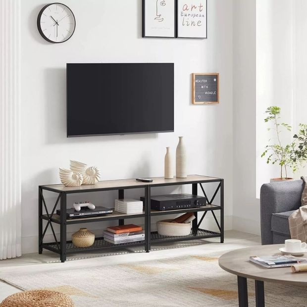 Vasagle Fernsehtisch mit Regalen Holzspanplatte TV Ständer