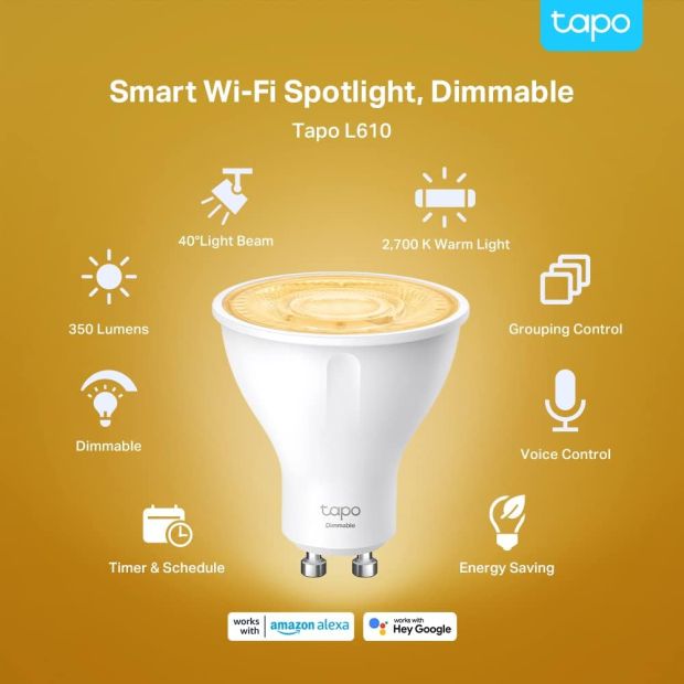 TP-Link Tapo L610 Smart WLAN Strahler GU10 2.9W Lampe dimmbar Leuchtmittel [2er] [B-WARE]