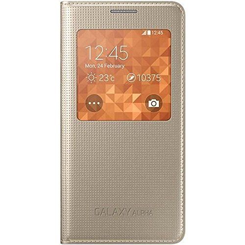 Samsung S-View Schutzhülle Flip Case Cover für Samsung Galaxy Alpha - Gold