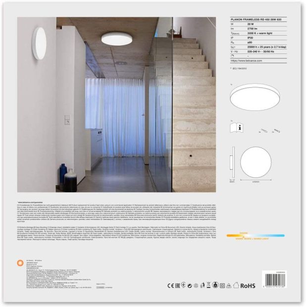 Ledvance LED Wandleuchte Deckenlampe warmweiß Panel 45cm 