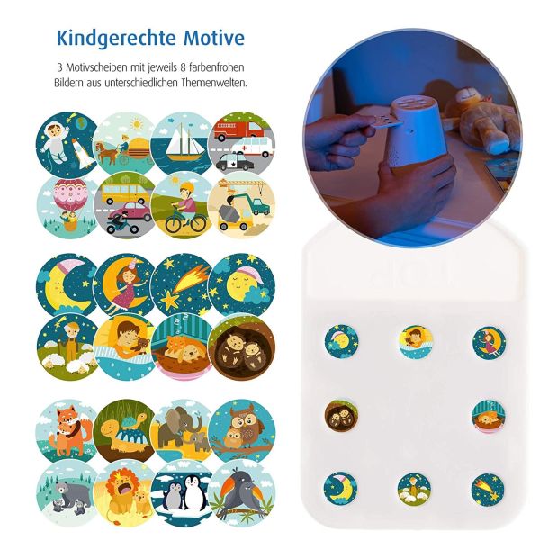 Reer Motiv Laser Projektor LED Kinder Baby Licht effekte + Spieluhr und Timer 3 Themenwelten