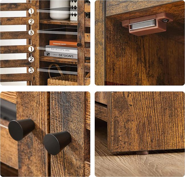 VASAGLE Sideboard Kommode Anrichte Holz Antik Vintage Schrank Beistellschrank VASAGLE Sideboard Kommode Anrichte Holz Antik Vintage Schrank Beistellschrank