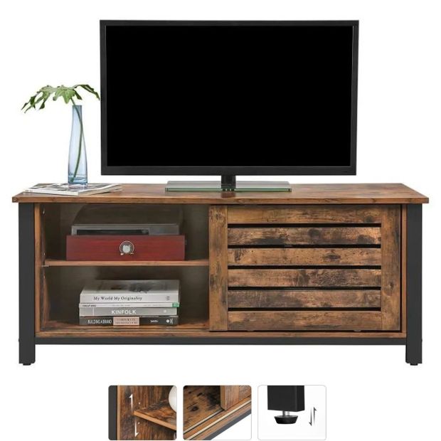 VASAGLE TV Schrank Fernsehtisch 2 Schiebetüre mit 2 Regalebenen 110 x 40 x 45 cm