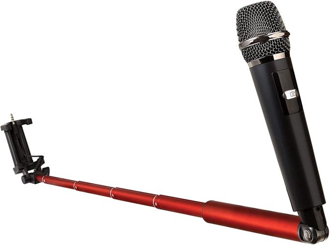 The Voice Sing-a-Long Selfie-Stick Teleskop Einbeinstativ mit Mikrofon rot