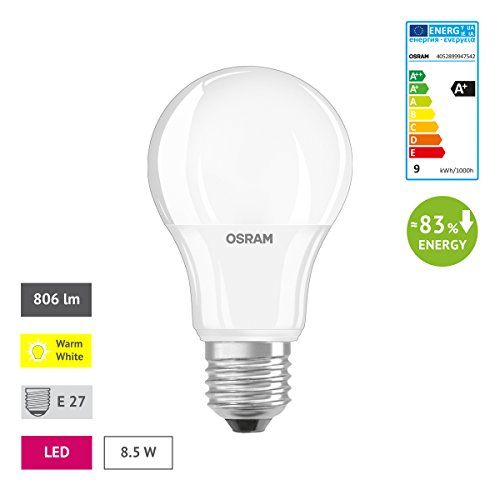OSRAM LED-Lampe E27 Classic A / 8,5W - 60 Watt LED Birne Warmweiß [2ER PACK]