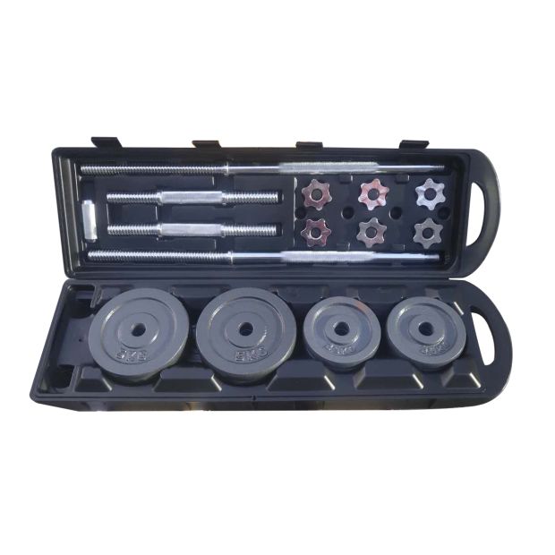 Fidusport 50 kg Hantel Set Silber Kofferset Hanteln Dumbbell Set" Metall Chrom