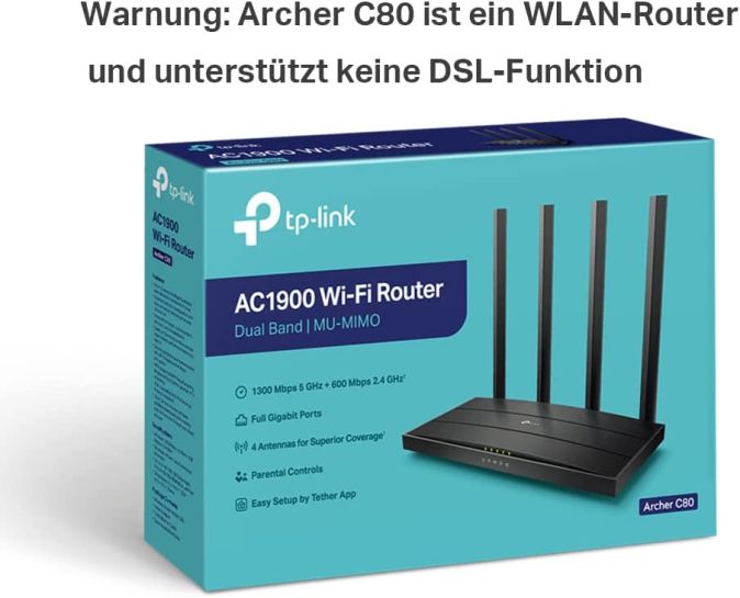 TP-Link Archer C80 Dualband WLAN Router bis 1300Mbit/s [B-WARE]
