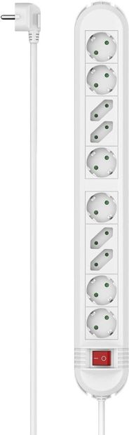Hama 10 Fach Mehrfachsteckdose 6 Schuko und 4 Euro Schuko-Stecker mit Schalter Hama 10 Fach Mehrfachsteckdose 6 Schuko und 4 Euro Schuko-Stecker mit Schalter
