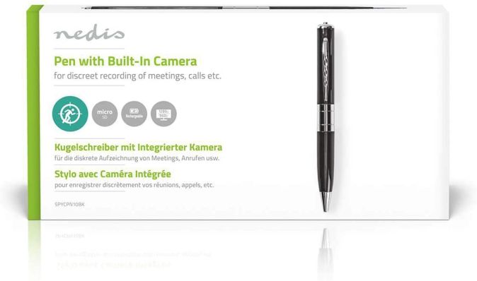 Stift mit wiederaufladbarer Spionagekamera von NEDIS Stift mit wiederaufladbarer Spionagekamera von NEDIS