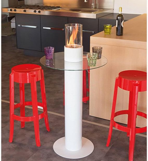 Tischfeuer Tischkamin Feuertisch 120cm Gartenkamin Bio-Ethanol Kamin Weiß Tischfeuer Tischkamin Feuertisch 120cm Gartenkamin Bio-Ethanol Kamin Weiß