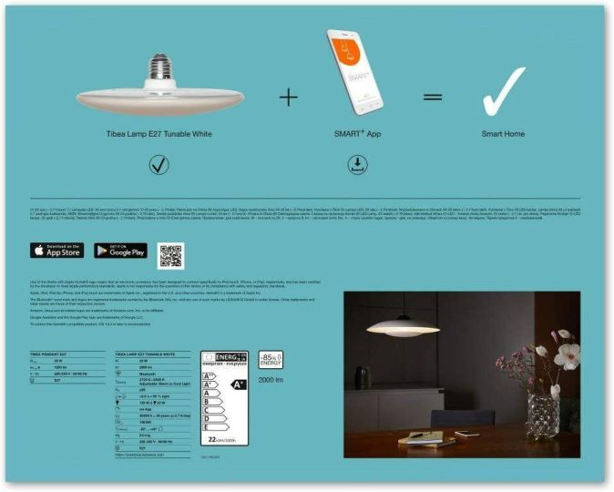 Ledvance LED Pendelleuchte Smart+ mit Bluetooth inkl. E27 Leuchtmittel