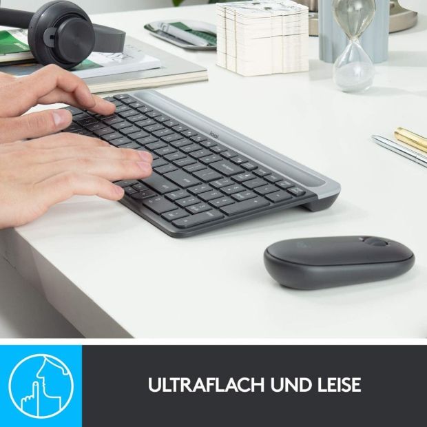 Logitech MK470 Slim Combo Kabellos Tastatur Maus SET Spanisches Layout [B-WARE]