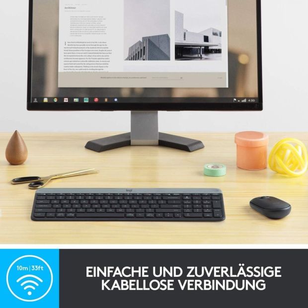 Logitech MK470 Slim Combo Kabellos Tastatur Maus SET Spanisches Layout [B-WARE]
