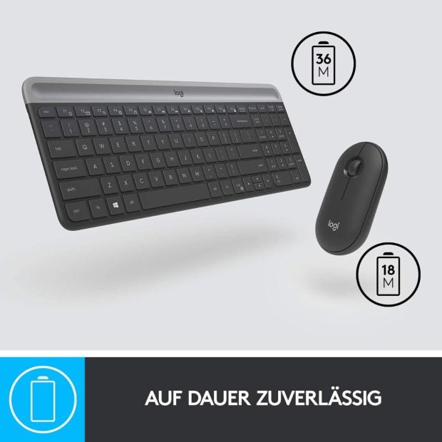 Logitech MK470 Slim Combo Kabellos Tastatur Maus SET Spanisches Layout [B-WARE]