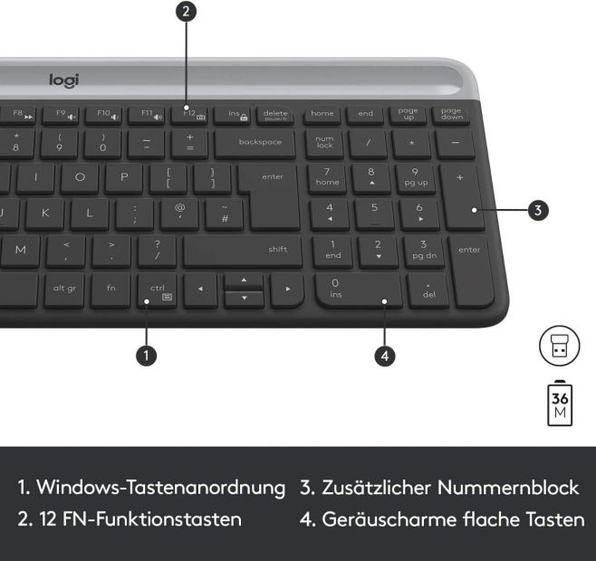 Logitech MK470 Slim Combo Kabellos Tastatur Maus SET Spanisches Layout [B-WARE]