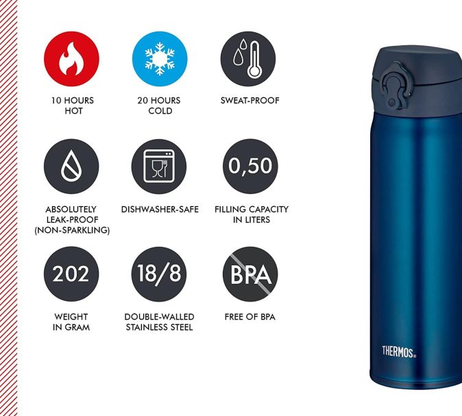 Thermos Thermoflasche Edelstahl Isolierflasche 0,5l Trinkflasche