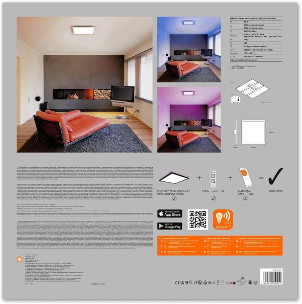 LEDVANCE LED WiFi Deckenleuchte 40W 45x45 cm Wandleuchte dimmbar RGB LEDVANCE LED WiFi Deckenleuchte 40W 45x45 cm Wandleuchte dimmbar RGB